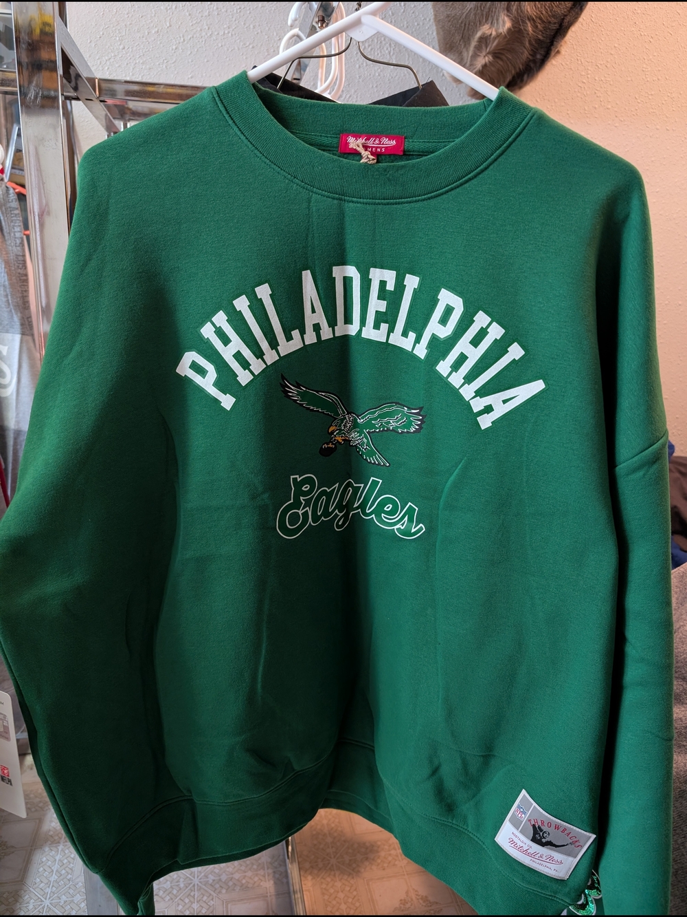Mitchell & Ness Green Philadelphia Eagles Pullover Crewneck